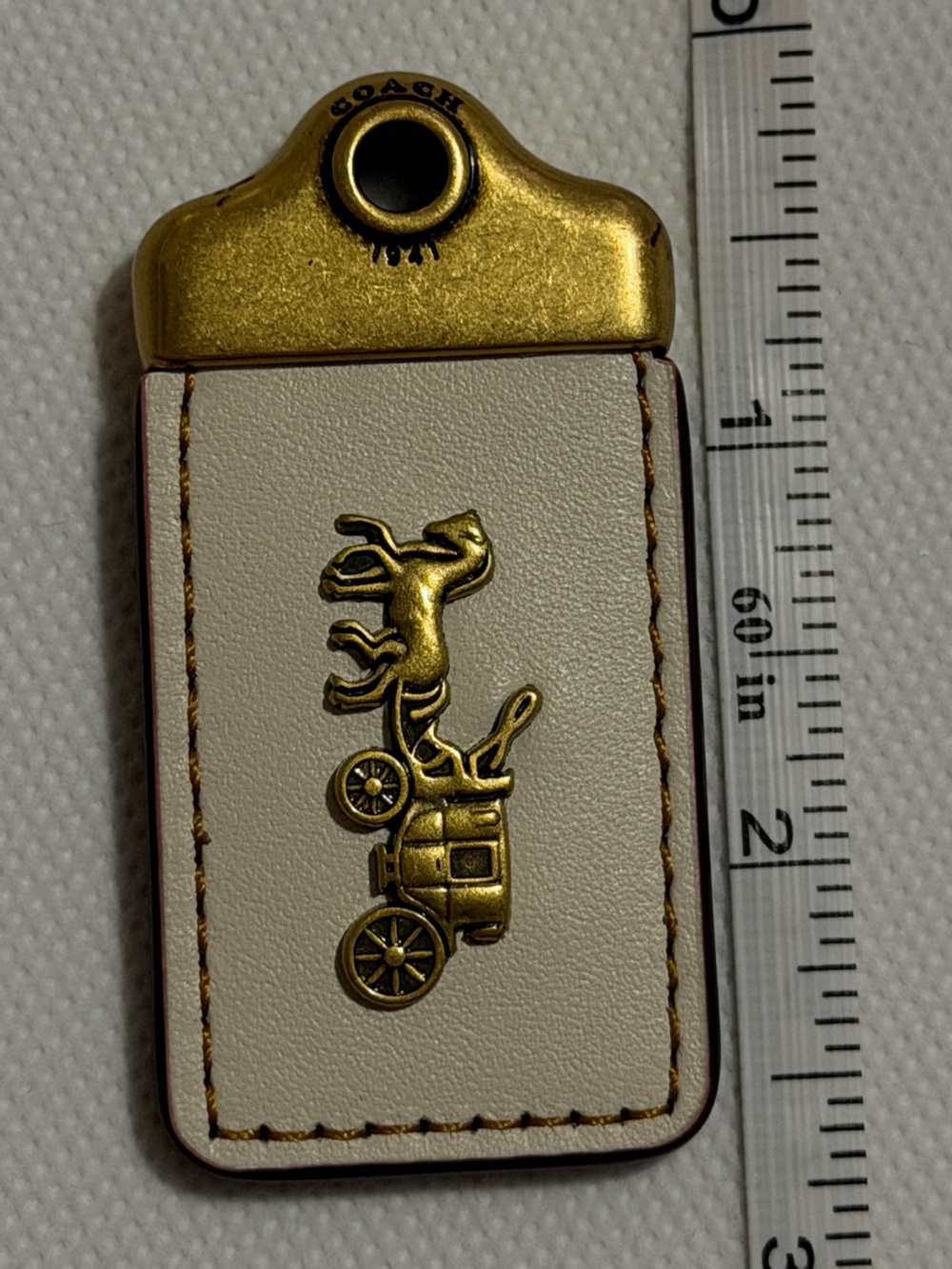 Coach White Leather Belt with Gold Coach & Horse Accent